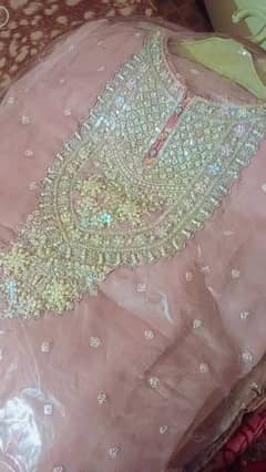 Tea Pink colour dress hand work