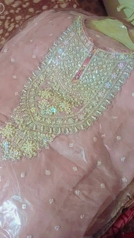 Tea Pink colour dress hand work 0