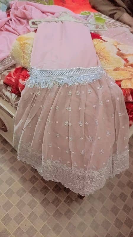 Tea Pink colour dress hand work 2