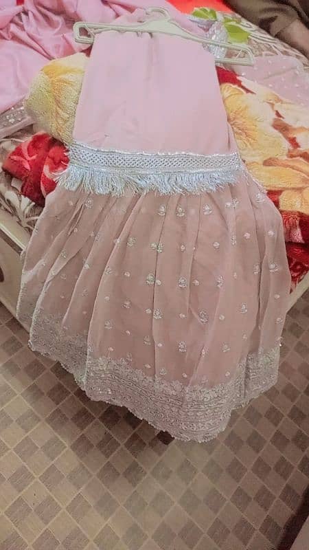 Tea Pink colour dress hand work 4