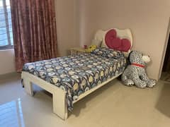 single kids bed - bed with side table - bed with mattress - single bed