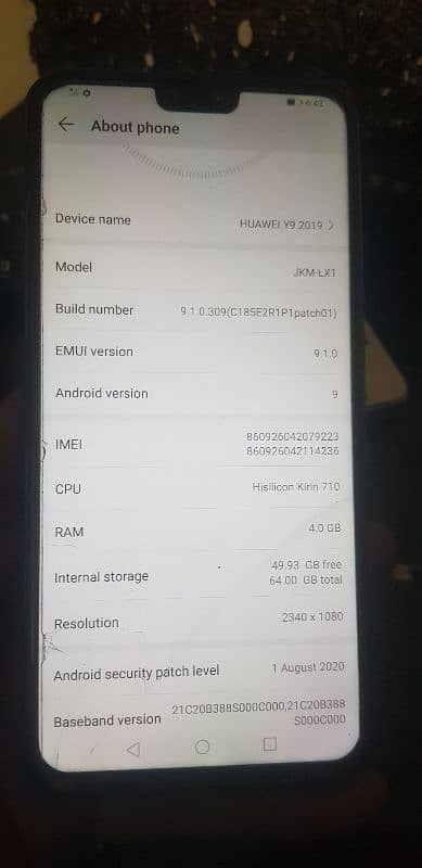 Huawei y9 2019 pta aproved. 4/64. Read add ist. low price 6