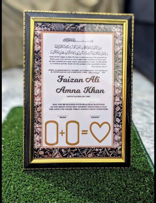 Nikkah Agreement Frame 1