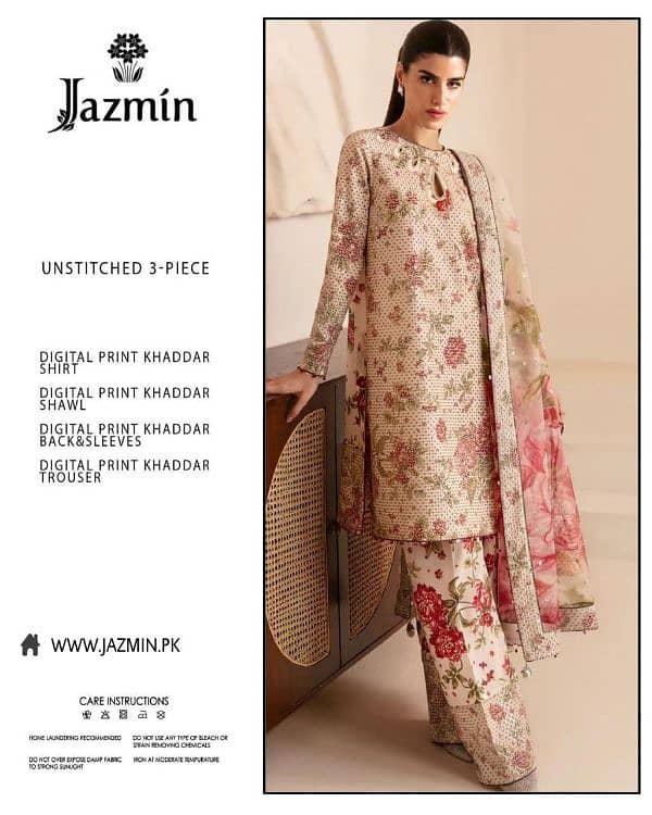 Woman print Khaddar Unstitched Suit New 12