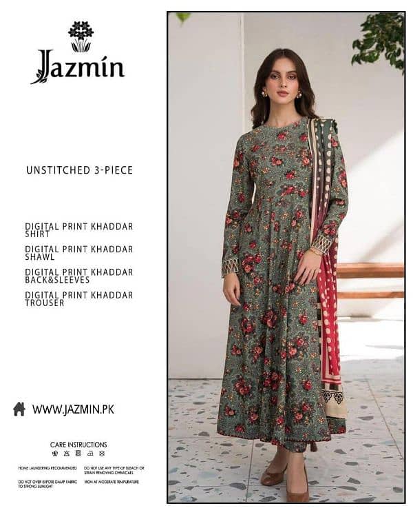 Woman print Khaddar Unstitched Suit New 14