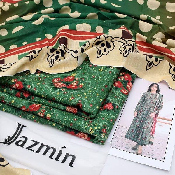 Woman print Khaddar Unstitched Suit New 17