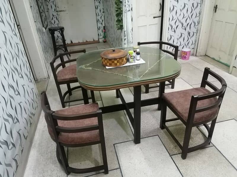 dining table with 4 chairs made by solid wood 2