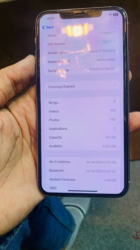 iphone 11 pro max 64GB PTA 5