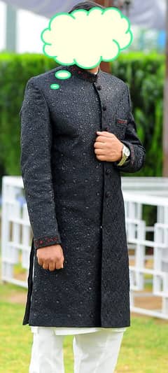 Sherwani black colour with kulla