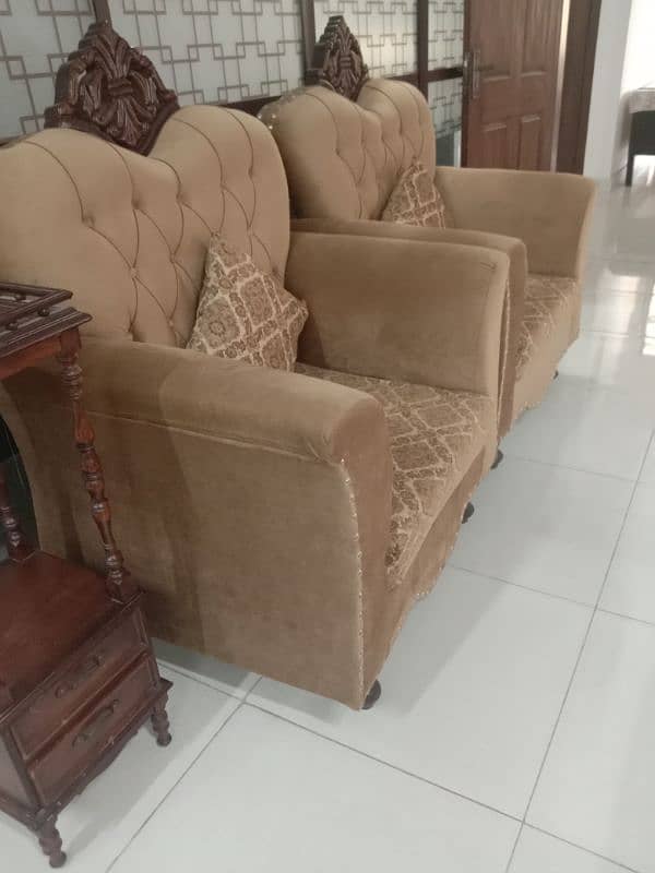 5 seater sofa 3 +3 two diwan chinyoti, table set 3