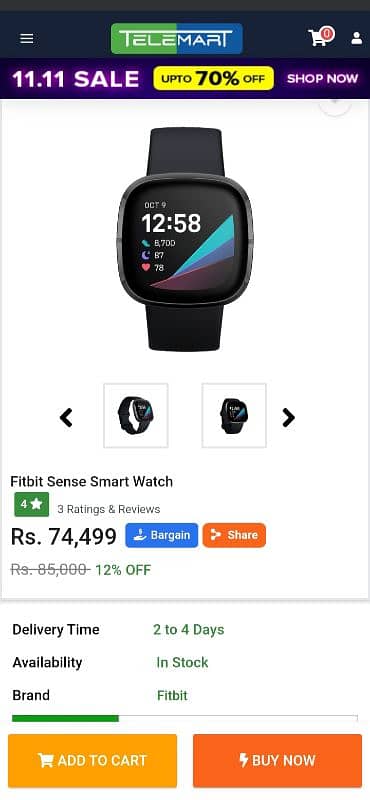 Fitbit Sense Advanced Smartwatch.  Model FB-512 8