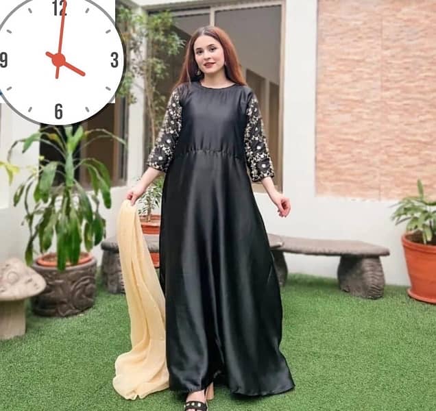 Stunning 3 Pcs Women's Stitched Maxi Suit in Luxurious Shamoz Silk. 1