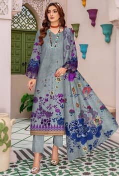 2pcs Women's Unstitched Print suit