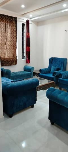 Blue Sofa Set 7 Seater with Table