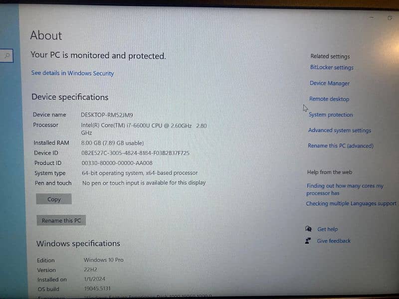 Dell Laptop Latitude E7470  8 GB Ram 128 SSD 4