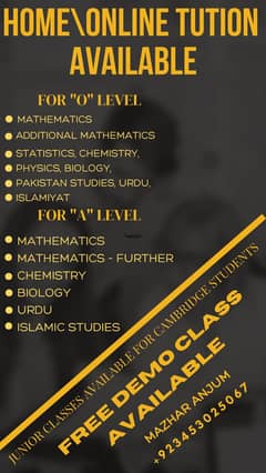 Home/Online O/A Level Tuition: CAIE, EDEXCEL, CIE, IB, AQA.