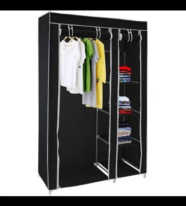 2 Door Portable Folding Wardrobe Cupboard 0