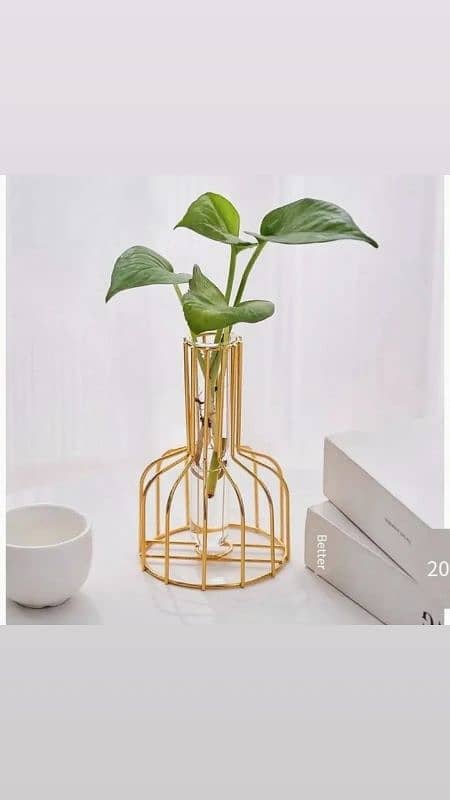 Metal Flowers Pot Floral Flower Arrangement Plated Alloy Glass Vase 0