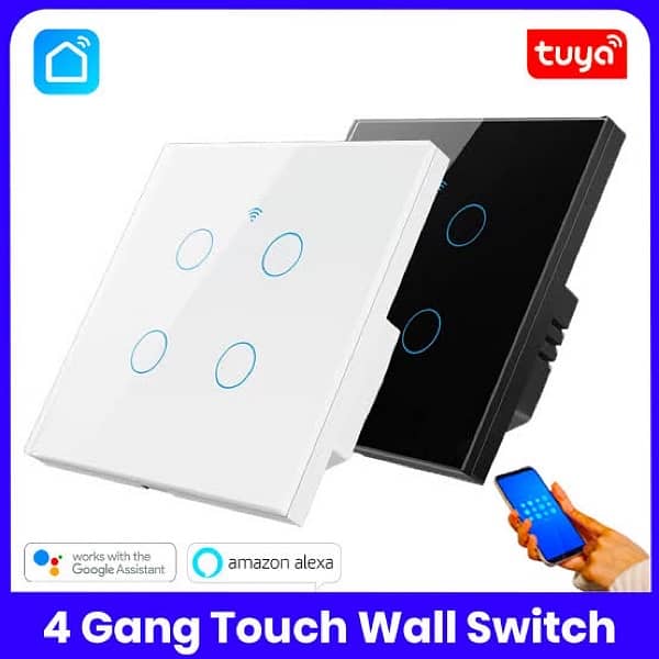 Tuta Wifi smart Switch 4 Gang touch plate board for Home automation 0