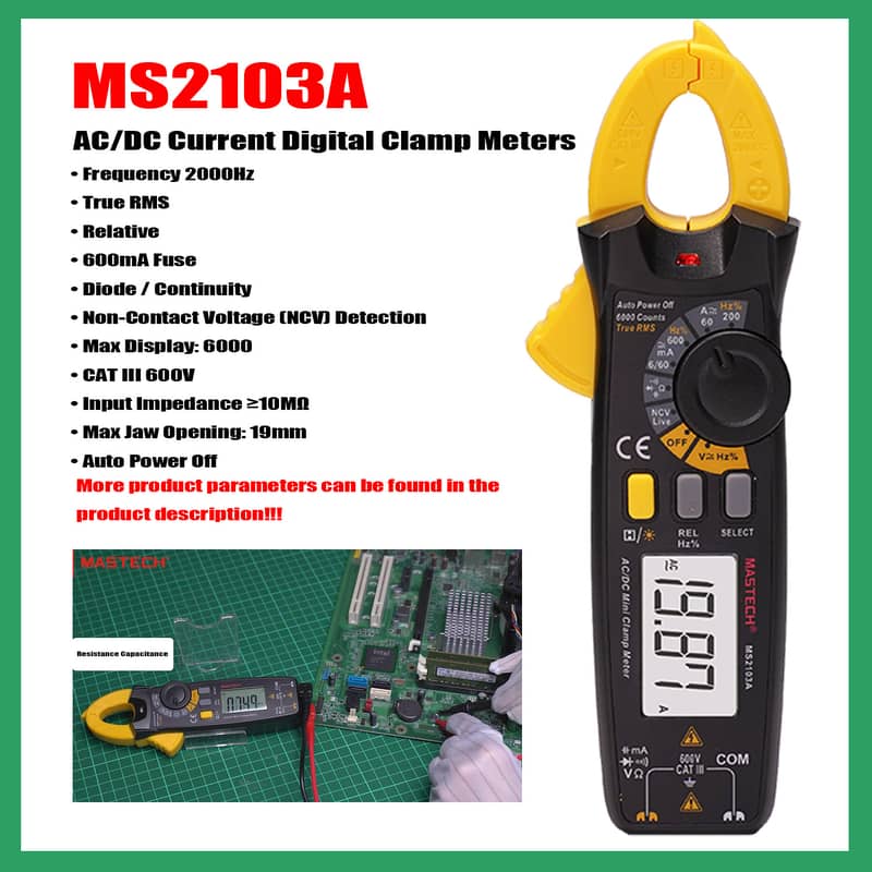 AC/DC Mili AMP Mini Clamp Meter MS2103A MASTECH 0