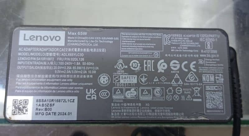 Lenovo c type charger 65 volt 3