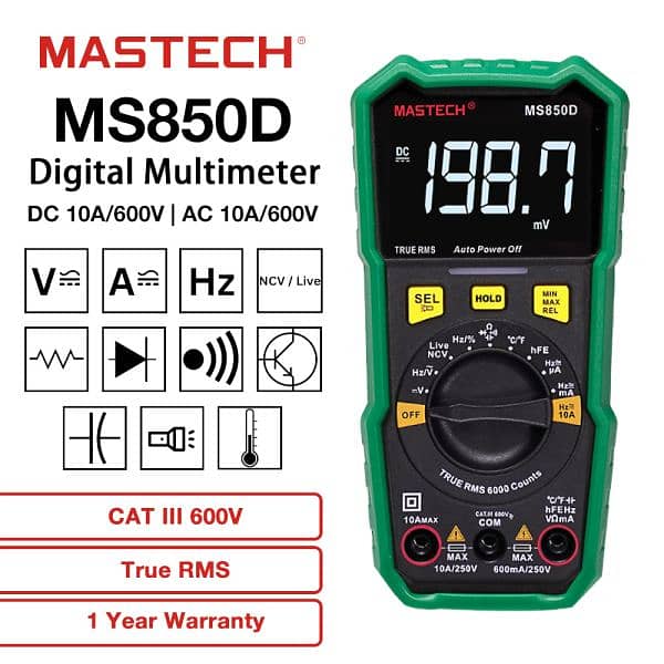 True RMS Digital Multimeter MS850D MASTECH 0