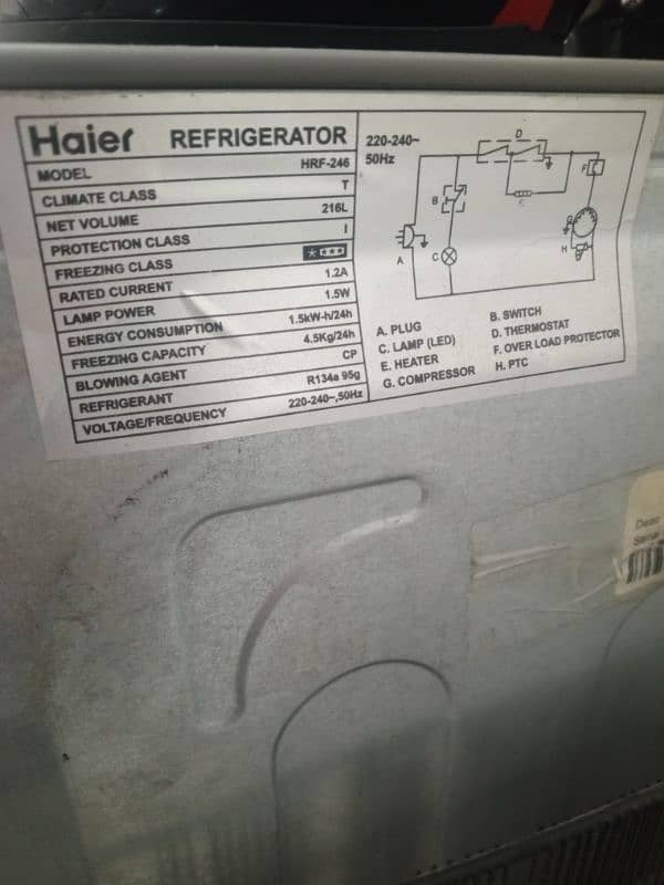 Haier Fridge HRF 246 model E Star series 1