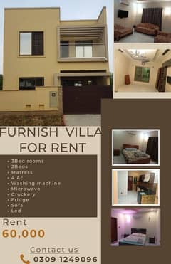 Furnished villa for rent in Bahria town karachi.