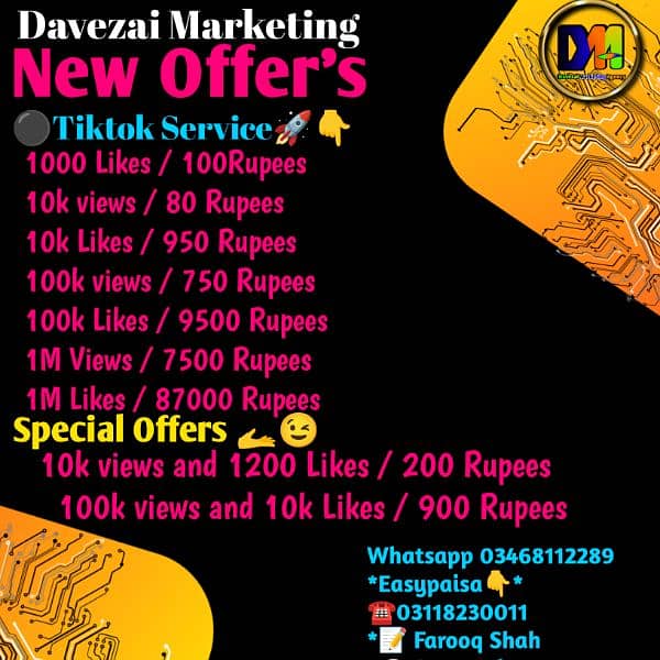 TIK TOK SERVICES  Special Offer    1000 Likes 90 Rs 1