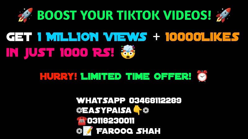 TIK TOK SERVICES  Special Offer    1000 Likes 90 Rs 2