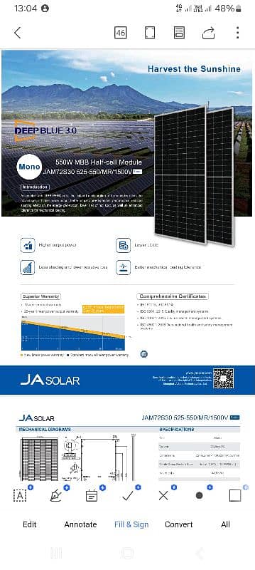 550w JA Original Documented Single Glass 1