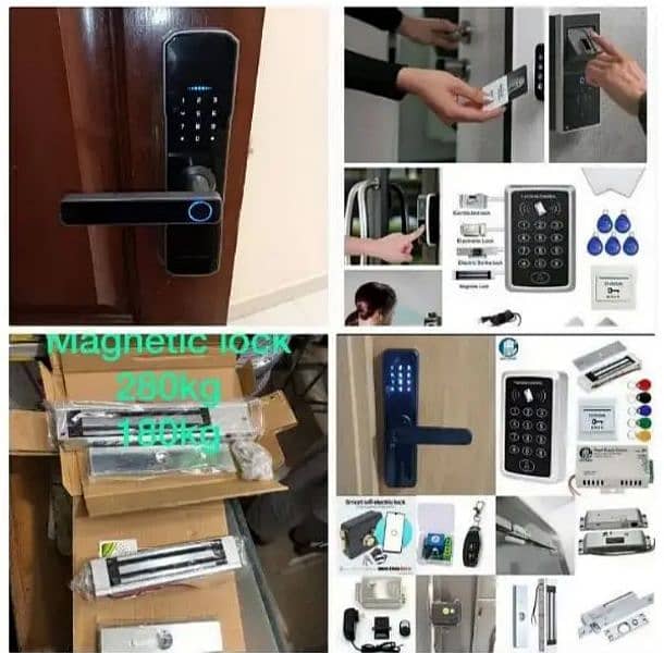 smart fingerprint handle electric door lock access control system 1