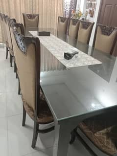 12 seater dining table set chinyoti solid wood