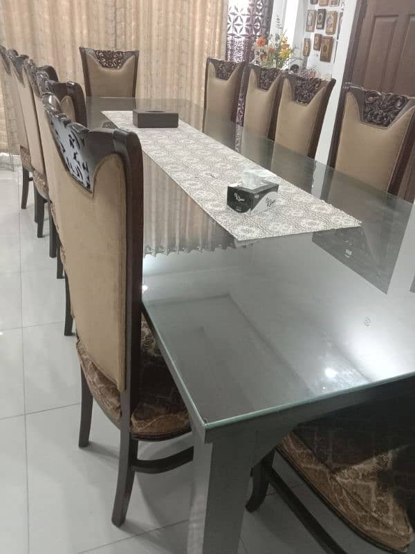 12 seater dining table set chinyoti solid wood 0