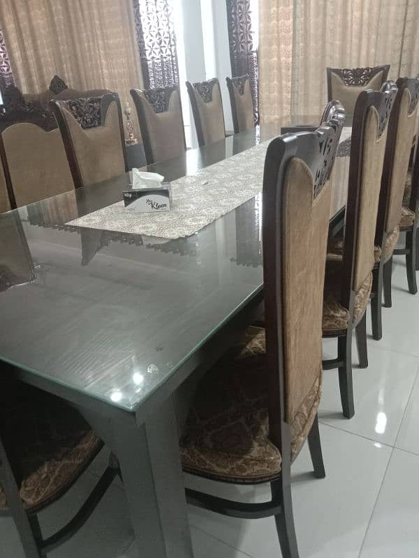 12 seater dining table set chinyoti solid wood 1