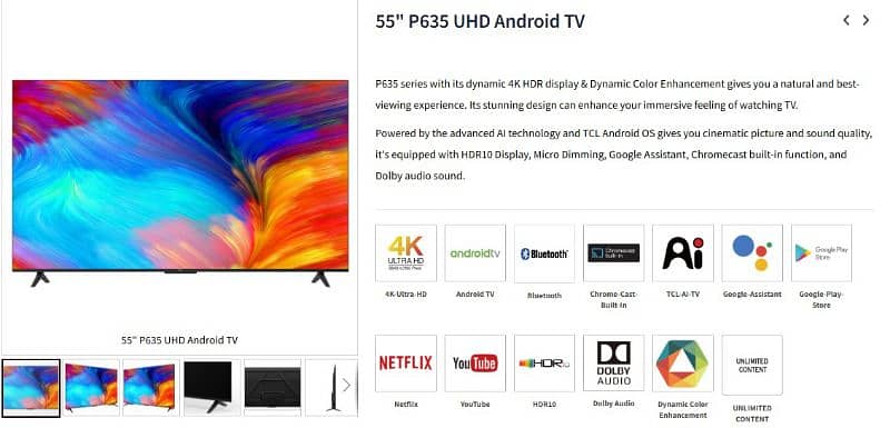 TCL 55" P635 UHD Android TV Urgent Sale 0