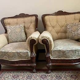 Wooden Chinioti 5 seater sofa set. 0