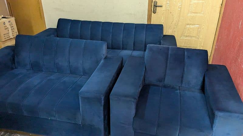 walvet blue sofa set 0