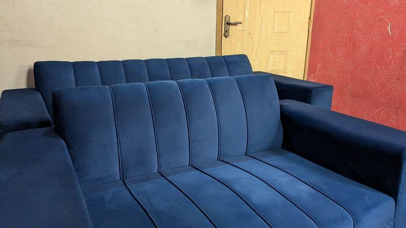 walvet blue sofa set 3