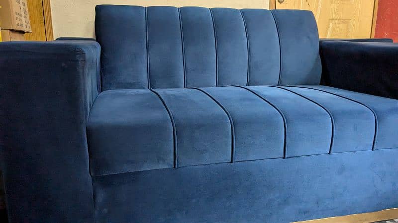 walvet blue sofa set 4