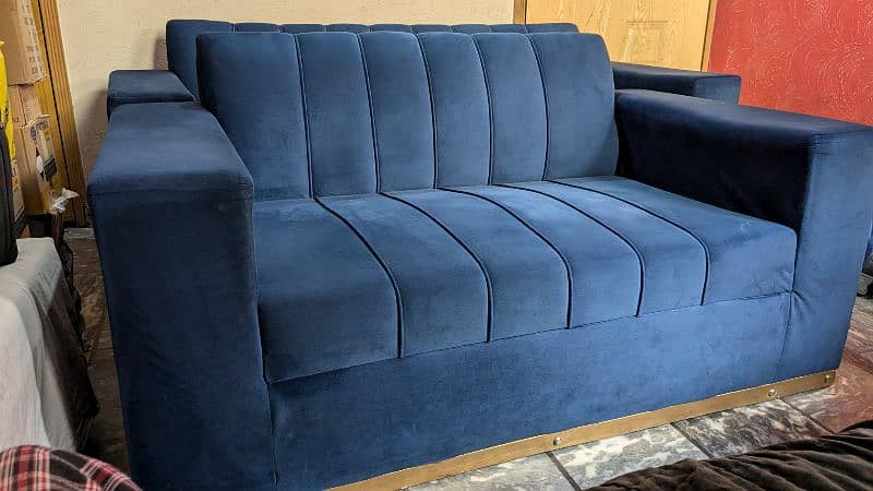 walvet blue sofa set 6