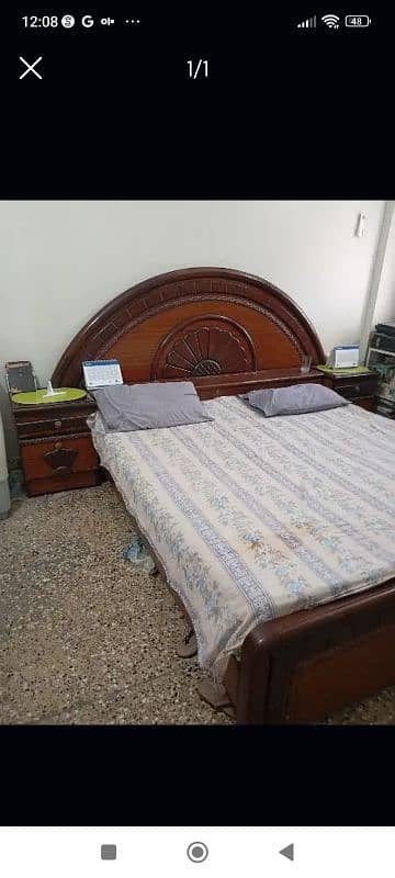 Strong Wooden Bed with Side tables 0