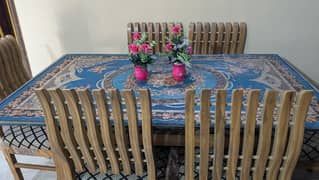 6 chairs glass dining table for sell