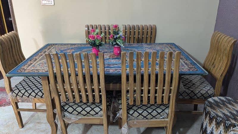 6 chairs glass dining table for sell 1