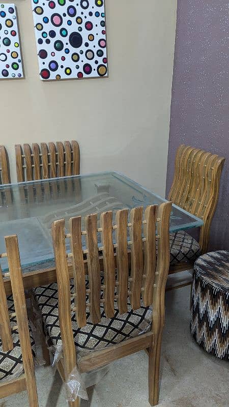 6 chairs glass dining table for sell 7