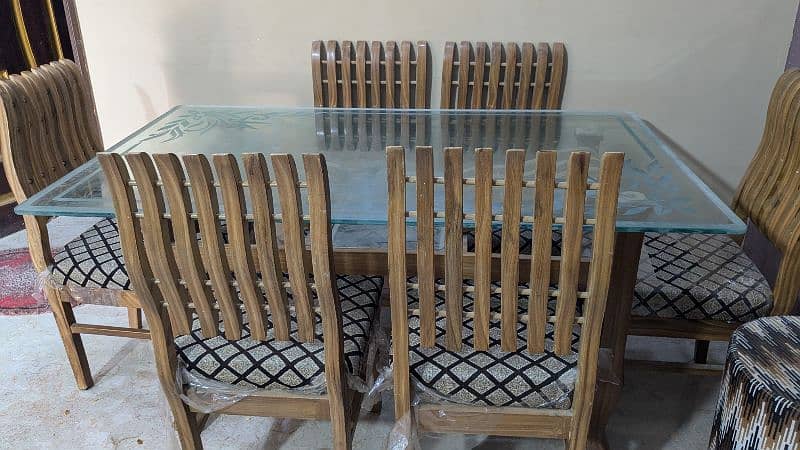 6 chairs glass dining table for sell 8