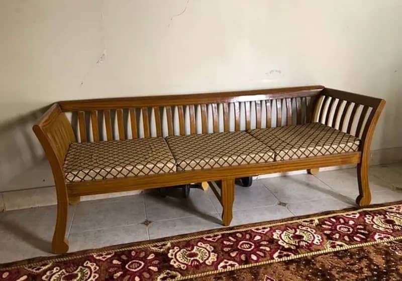 light color wooden 5 seater sofa set up for sale 1