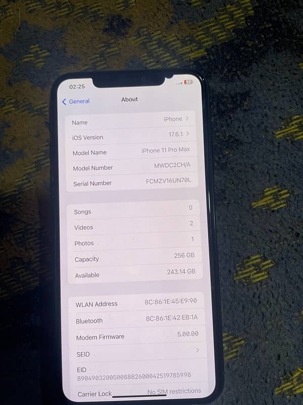 iphone 11 promax jv 256gb 6