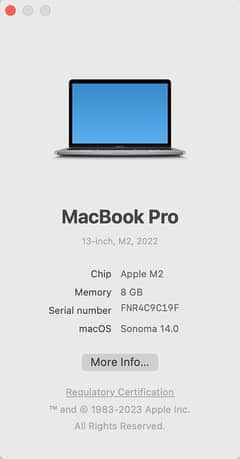 Macbook pro, 13-inch, M2, 2022 8/256