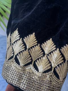 black embroidered velvet shawl